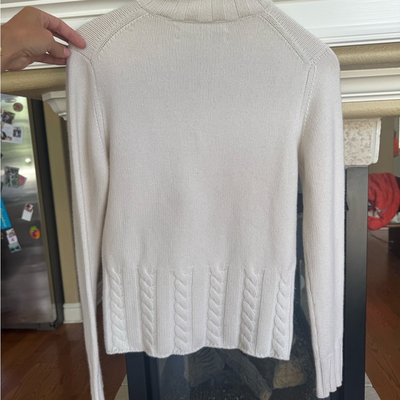 Collection Fifty Nine Cream Cable Knit Zip Front Cashmere Sweater - Picture 3 of 8
